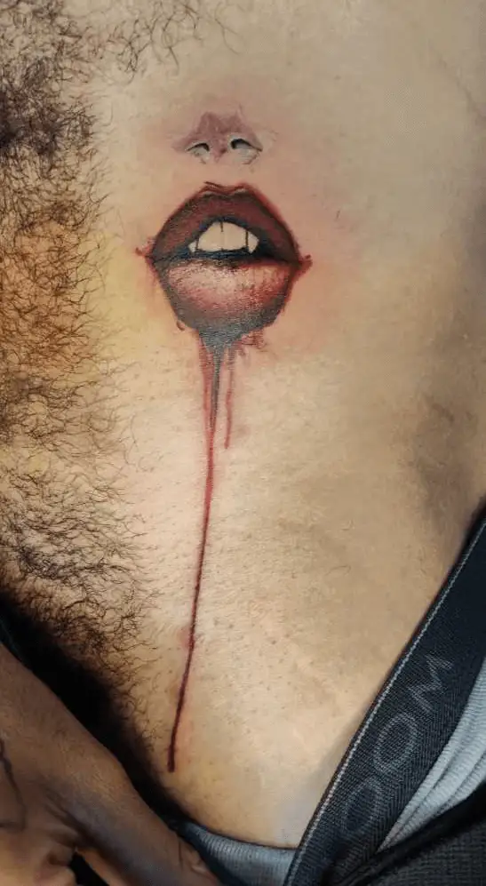 Artistic tattoo featuring lips