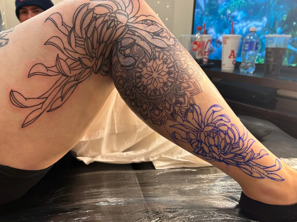 Outline tattoo composition from BL-INK